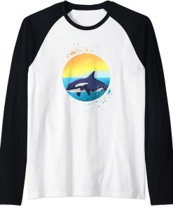 Killer Whale Orcas Ocean Gift Raglan Baseball Tee