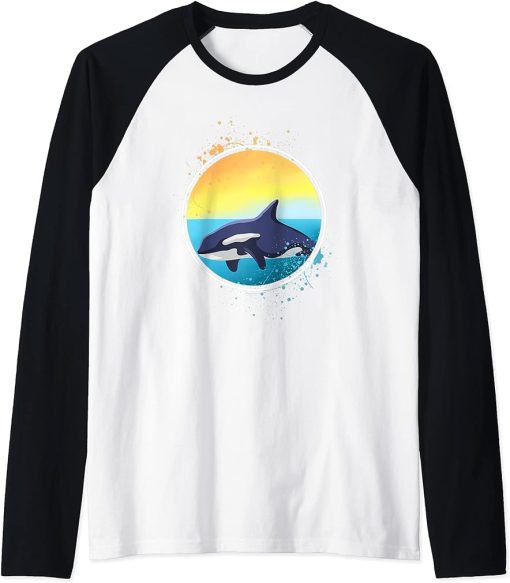 Killer Whale Orcas Ocean Gift Raglan Baseball Tee