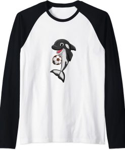 Soccer ball Love Killer Whale Orca Lover Animal Womens Raglan Baseball Tee