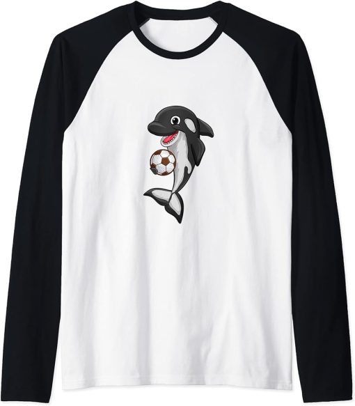 Soccer ball Love Killer Whale Orca Lover Animal Womens Raglan Baseball Tee