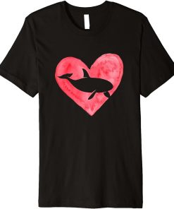 Fun Heart Orca Fish Aquatic Fish Lover Animal Valentines Day Premium T-Shirt