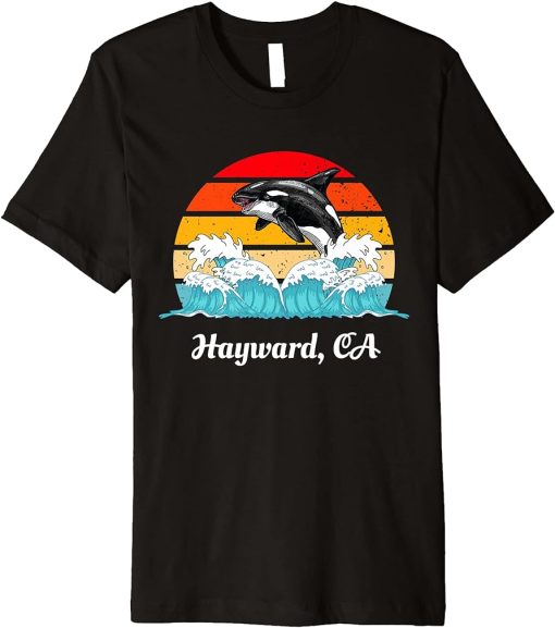 Vintage Hayward CA Distressed Orca Killer Whale Art Premium T-Shirt