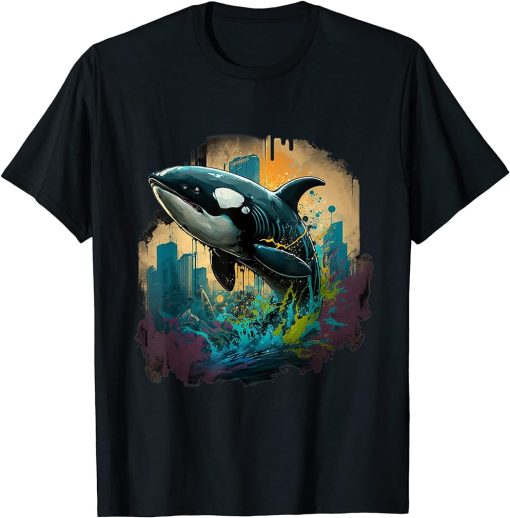 Orca Whale Painterly Design T-Shirt