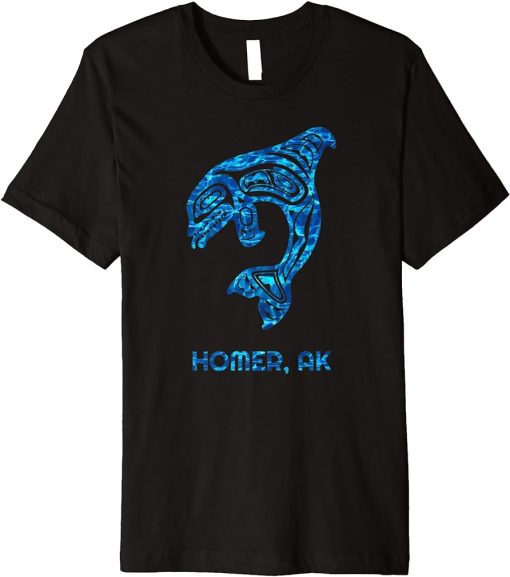 Blue Homer Alaska Native American Indian Orca Killer Whale Premium T-Shirt