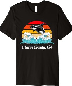 Vintage Marin County CA Distressed Orca Killer Whale Art Premium T-Shirt