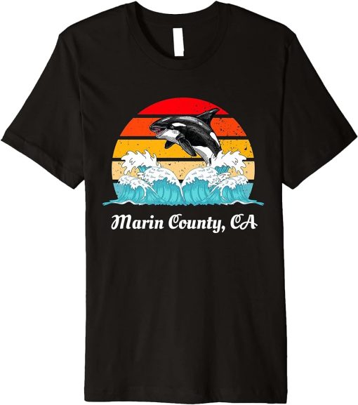 Vintage Marin County CA Distressed Orca Killer Whale Art Premium T-Shirt