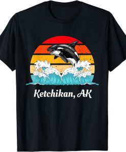 Vintage Ketchikan AK Distressed Orca Killer Whale Art T-Shirt