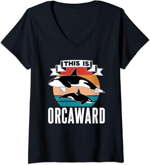 Womens This Is Orcaward Humor Orca Orcas Awkward V-Neck T-Shirt